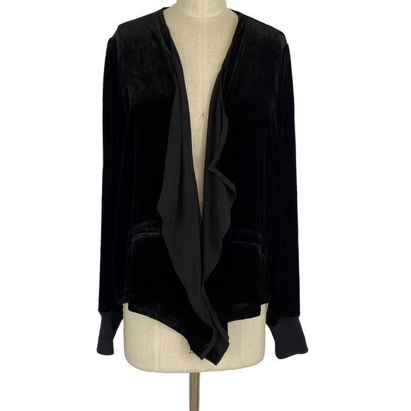 GO SILK Women's M Velvet Black Jacket Silk Blend Long Sleeves Regent Holidays - Picture 3 of 12